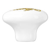  retro gouden kerstboomknop keramische knop (Zijkant)