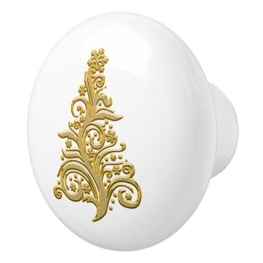  retro gouden kerstboomknop keramische knop (Rechts)