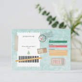 Retro Gouden Kerstpatroon Ticket Cadeaubon (Staand voorkant)