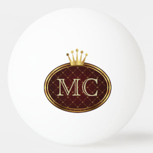 RETRO GOUDEN KRONEN van de knoop + uw monogram Pingpongbal