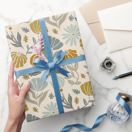 Retro Gouden Madeliefjes Cadeaupapier (Geschenken)