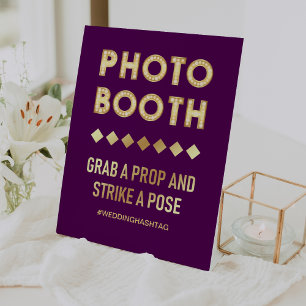 Retro gouden marquee letters bruiloft photobooth reclamebord met voetstuk