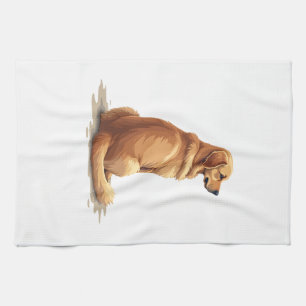 Retro gouden retriever achteraanzicht hondliefhebb theedoek