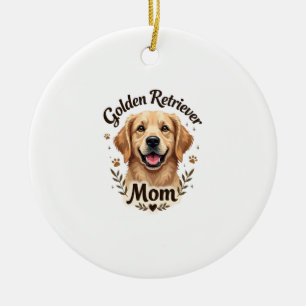 Retro Gouden Retriever Moeder Hond Liefhebber Typo Keramisch Ornament