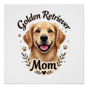 Retro Gouden Retriever Moeder Hond Liefhebber Typo Perfect Poster