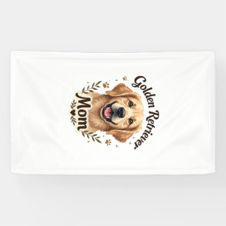Retro Gouden Retriever Moeder Hond Liefhebber Typo Spandoek