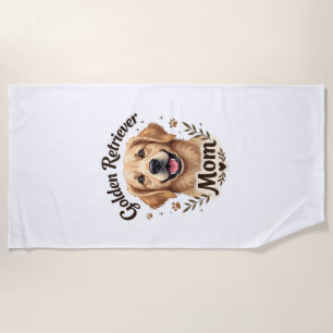 Retro Gouden Retriever Moeder Hond Liefhebber Typo Strandlaken