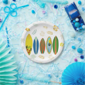 Retro gouden tropische kustsurfplanken papieren bordje (Feest)