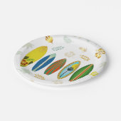 Retro gouden tropische kustsurfplanken papieren bordje (Gekanteld)