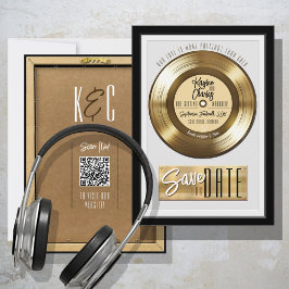 Retro Gouden Vinylplaat Plaquette Uniek Huwelijk Save The Date