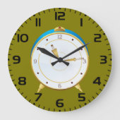 Retro Gouden Wekker met Blauwe Trim Tijdstuk Grote Klok (Voorkant)