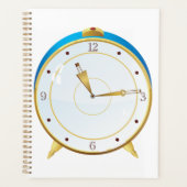 Retro Gouden Wekker met Blauwe Trim Tijdstuk Planner (Voorkant)
