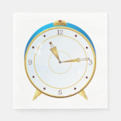 Retro Gouden Wekker met Blauwe Trim Tijdstuk Servet (Voorkant)
