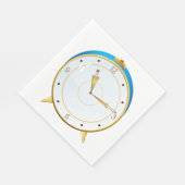 Retro Gouden Wekker met Blauwe Trim Tijdstuk Servet (Hoek)