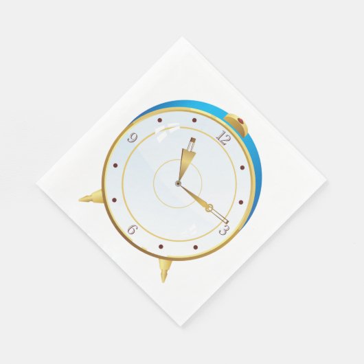 Retro Gouden Wekker met Blauwe Trim Tijdstuk Servet (Hoek)