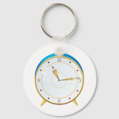 Retro Gouden Wekker met Blauwe Trim Tijdstuk Sleutelhanger (Achterkant)