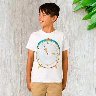 Retro Gouden Wekker met Blauwe Trim Tijdstuk T-shirt