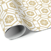 Retro  gouden witte sneeuwvlokken modern patroon cadeaupapier (Rol Hoek)
