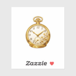 Retro gouden zakhorloge met bloemengravure sticker