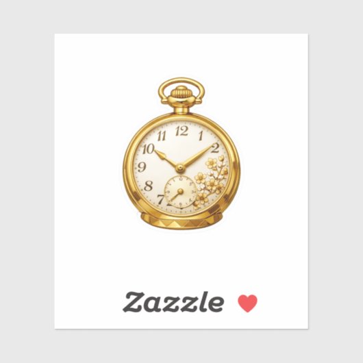 Retro gouden zakhorloge met bloemengravure sticker (Vel)
