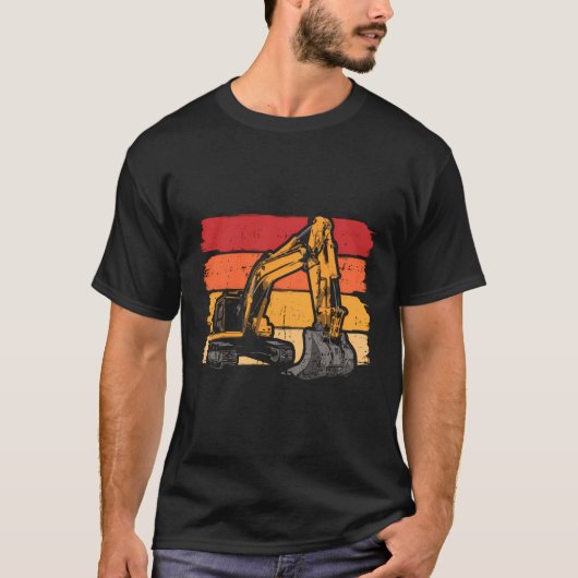 Retro graafmachine graven vrachtwagen constructies t-shirt (Voorkant)