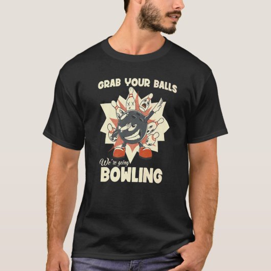 Retro Grab je ballen Bowling Alley T-shirt (Voorkant)