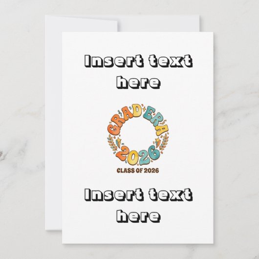 Retro Grad Class of 2026 Groovy Graduation Party Kaart (Voorkant)