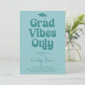 Retro Grad Vibes Only Afstudeerfeest Kaart (Staand voorkant)