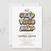 Retro Grad Vibes Only Afstudeerfeestje Kaart (Voorkant)