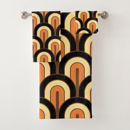 Retro Gradated Geometric Fan Pattern Bad Handdoek (Insitu)