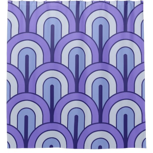 Retro Gradated Geometric Fan Pattern Douchegordijn (Voorkant)