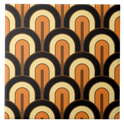 Retro Gradated Geometric Fan Pattern Tegeltje (Voorkant)