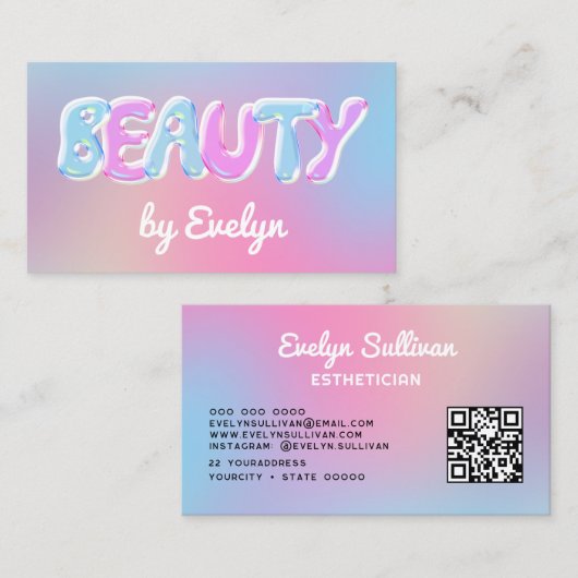 Retro Gradient Bubbles Beauty Visitekaartje (Voorkant / Achterkant)
