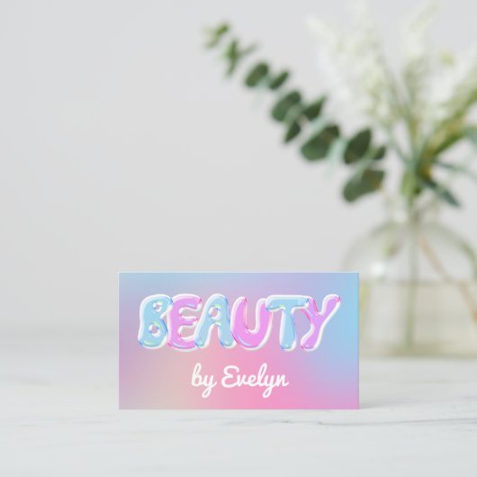 Retro Gradient Bubbles Beauty Visitekaartje (Staand voorkant)