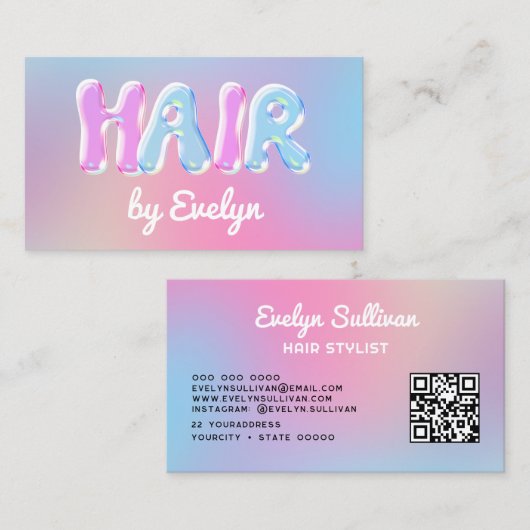 Retro Gradient Bubbles Haar Visitekaartje (Voorkant / Achterkant)