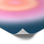 Retro gradiënt donkerblauw en roze Abstracte aura Poster (Hoek)