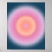 Retro gradiënt donkerblauw en roze Abstracte aura Poster (Voorkant)