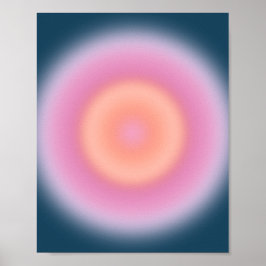 Retro gradiënt donkerblauw en roze Abstracte aura Poster