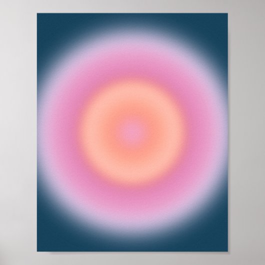 Retro gradiënt donkerblauw en roze Abstracte aura Poster (Voorkant)
