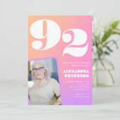 Retro Gradient Pink 92nd birthday Kaart (Staand voorkant)