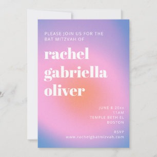 Retro Gradient Pink Lavender Paars Bat Mitzvah Kaart
