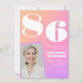 Retro Gradient Roze 86ste verjaardag Kaart (Voorkant)