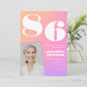 Retro Gradient Roze 86ste verjaardag Kaart (Staand voorkant)