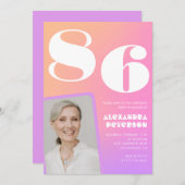 Retro Gradient Roze 86ste verjaardag Kaart (Voorkant / Achterkant)