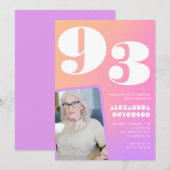 Retro Gradiënt Roze 93e verjaardag Kaart (Voorkant / Achterkant)