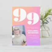 Retro Gradiënt Roze 99e verjaardag Kaart (Staand voorkant)