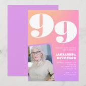 Retro Gradiënt Roze 99e verjaardag Kaart (Voorkant / Achterkant)