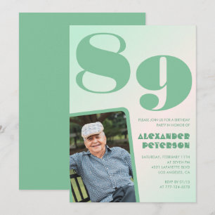 Retro Gradiënt voor hem Foto 89e verjaardag Kaart