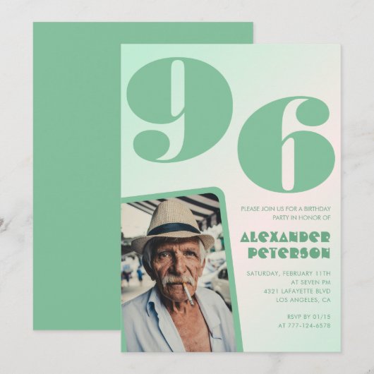 Retro Gradiënt voor hem Foto 96ste verjaardag Kaart (Voorkant / Achterkant)