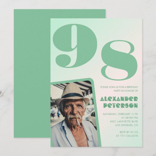 Retro Gradiënt voor hem Foto 98ste verjaardag Kaart (Voorkant / Achterkant)